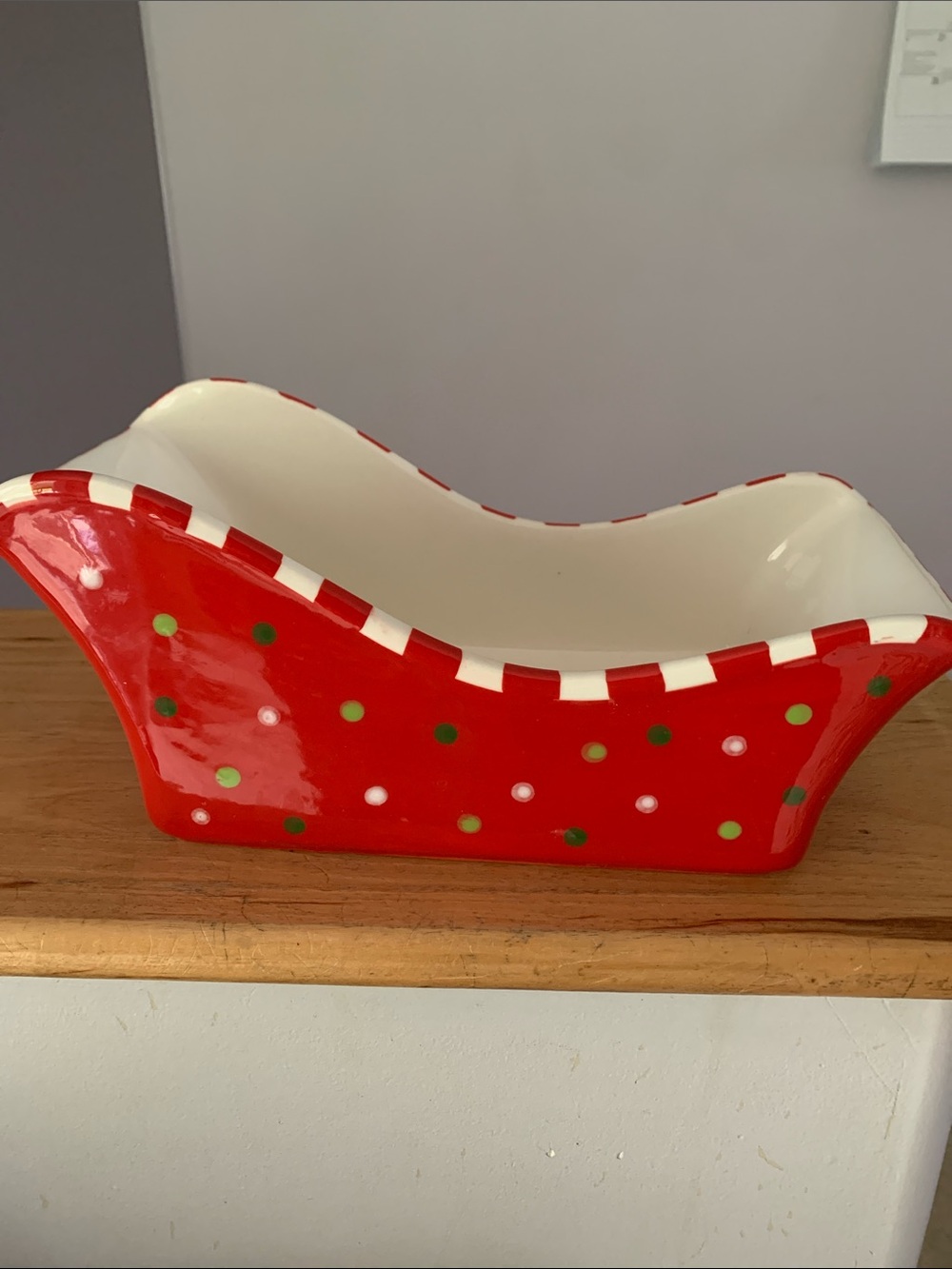 Festive Red Polka Dot Sleigh Dish